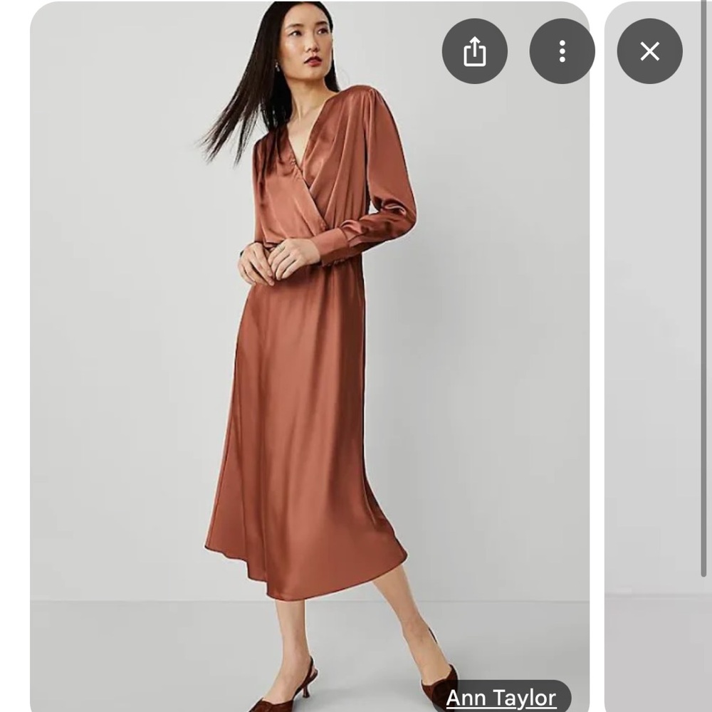 Ann Taylor Women's Brown Satin Dress